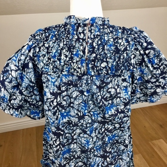 NEW Anthropologie Love the Label Andrea Blue Puff Sleeve Mini Dress - Picture 12 of 15